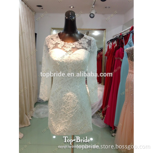 lS01 Round Neck Applique Elegant Dress Long Sleeves